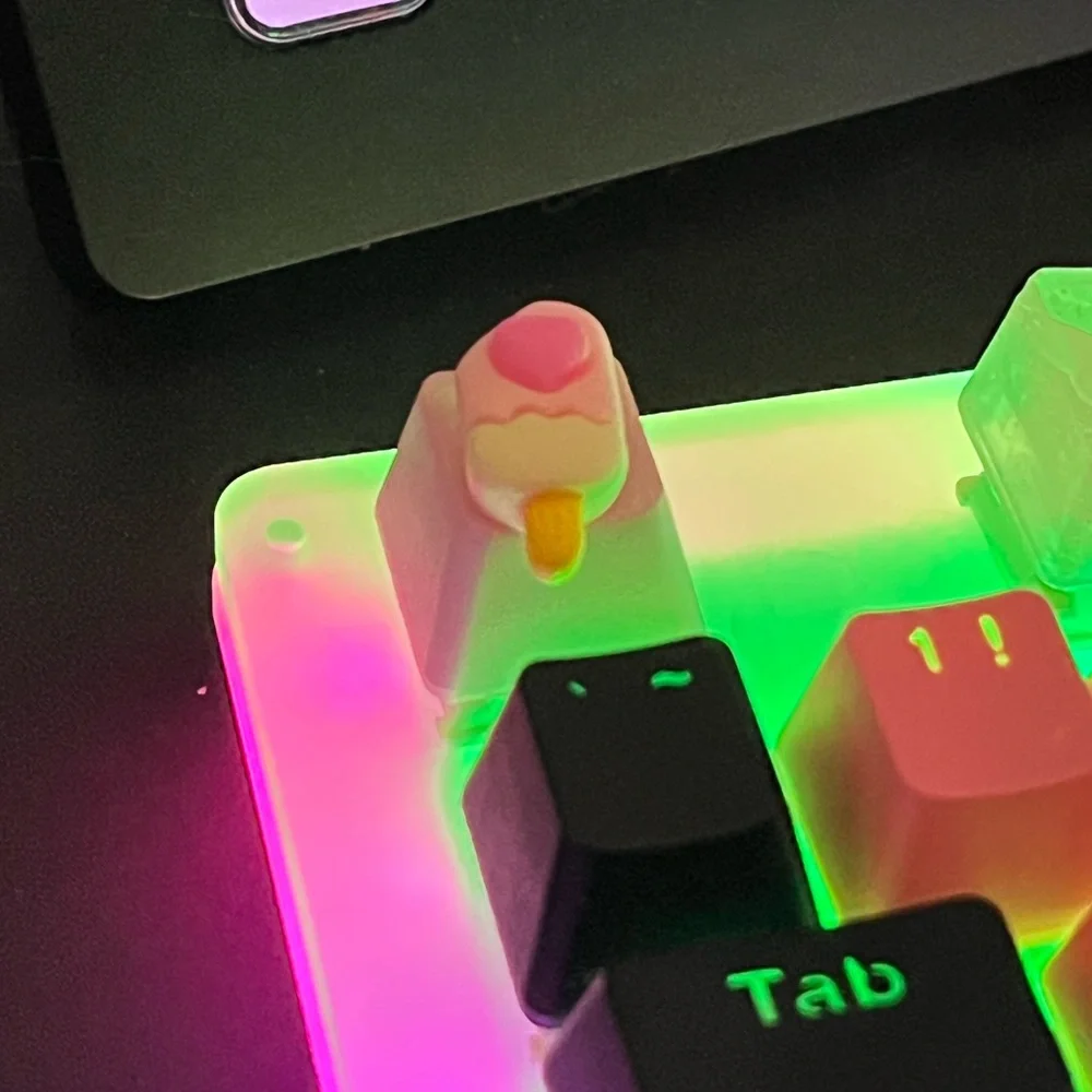 Cute Pink Popsicle Heart Kawaii Keycap, for OEM switches